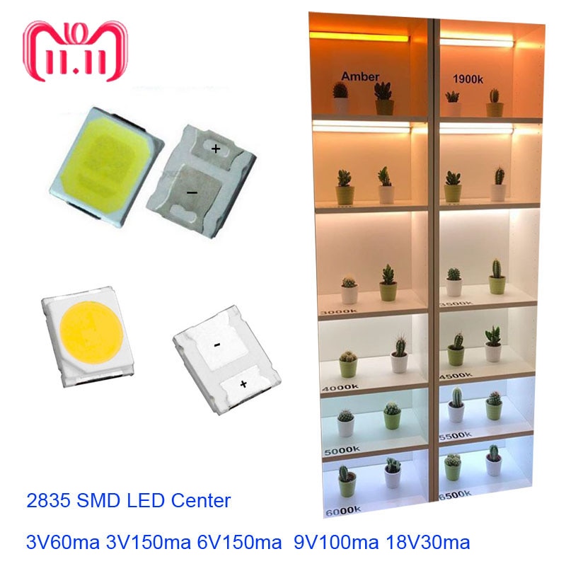 2835 SMD LED Ĩ ȭƮ 1W 100PCS 18V 9V 6V 3V,  ..